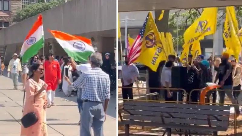 Punjab, India, Trending, India Day parade, India Day parade canada, Khalistan Indians Faceoff Canada, Toronto India Day Celebrations Khalistan Protest, Toronto City Khalistanis Indians Faceoff- True Scoop