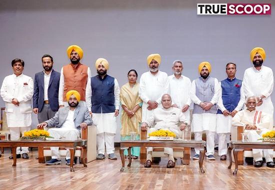 Punjab Chief Minister Bhagwant Mann, Punjab Chief Minister Bhagwant Mann allocates portfolio, Home Dept of the state, Harpal Cheema Finance Minister, Gurmeet Singh Meet Hayer Education Minister, Dr Vijay Singla Health Minister, Harjot S Bains Law Tourism Minister, Dr Baljit Kaur Minister of Social Security, Harbhajan Singh Power Minister, Lal Chand Kataruchak, Kuldip Singh Dhaliwal, Lal Jeet Bhullar, Braham Shankar Jimpa, Political News- True Scoop