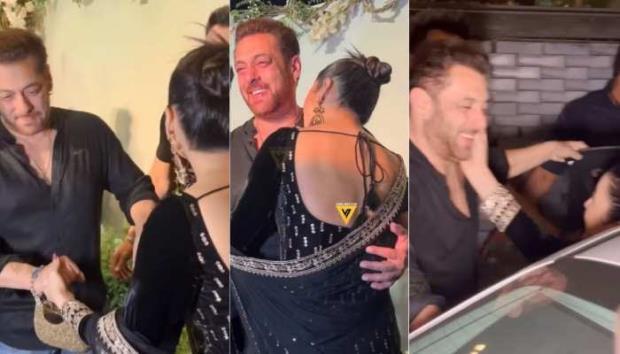 Shehnaaz Gill, Salman Khan, Shehnaaz Gill Kiss Salman Khan, Shehnaaz Gill Salman Khan Hug, Salman Khan Shehnaaz Gill Eid, Eid Party, Arpita Khan's Eid Bash, Arpita Khan' Eid Party, Arpita Khan's Salman Khan, Shehnaaz Gill Black Suit, Shehnaaz Gill Eid, Shehnaaz Gill Salman Khan Movie- True Scoop