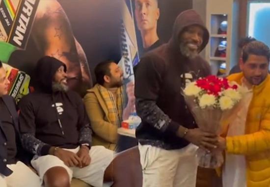 Chris Gayle, Chris Gayle in Jalandhar, Chris Gayle Jalandhar connection, Chris Gayle visits Jalandhar, Spartan Sports, Chris Gayle visits Spartan Sports, Punjab News, Punjab News Today, Latest Punjab News, Top Punjab News, Punjab News Live, Punjab News Update- True Scoop